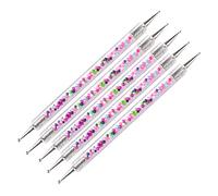 LALAFINA 5 Pcs Double-ended Nail Art Dotting Pen with Acrylic Handle, Lightweight and Easy to Carry Nail Painting Tool for Home and Professional Use