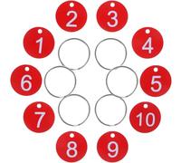 LALAFINA 50 Sets Red Acrylic Round Number Tags with Metal Rings for Easy Hanging and Convenient Identification, for Restaurants and Other Places