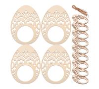 LALAFINA 50pcs DIY Napkin Ring Holders Easter Egg Shaped Napkin Rings Beige Wood Sturdy Smooth Surface Beautiful Practical Design for Birthday Wedding Table Decoration