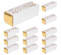 LALAFINA 50pcs Silver Paper Small Present Boxes with Hollow-out Rose Pattern, Practical Candy Wrapping Containers for Wedding Ornaments, Elegant and Delicate Gift Packaging