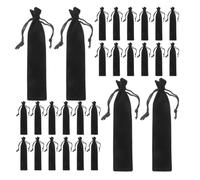 LALAFINA 50pcs Velvet Drawstring Pen Pouch Pencil Pouch Soft Interior Black for Pencils and Fountain Pens, Office Pocket Use for Professionals and Students