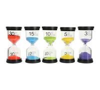 LALAFINA 5pcs Assorted Color Classic-shaped Abs Sand Timers for Teeth Brushing, Easy to Operate Reusable Hourglass Timer Set for Home and Birthday Timing