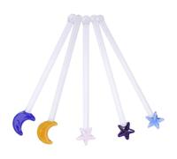 LALAFINA 5pcs Glass Drink Stirrer Sticks Essential Bar Tool with Creative Decorative Design, Practical Long Handle for Fruit Juice and Party Use