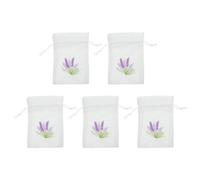 LALAFINA 5pcs Lavender Sachet Bags with Drawstring, 10x14cm Embroidered Canvas Packing Bags, Refillable Dried Flower Storage for Home Fragrance and Closet Freshener