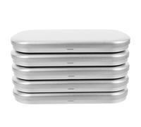 LALAFINA 5pcs Portable Tinplate Pen Case with Waterproof Feature and Stylish Modern Design, Silver Metal Pencil Box Organizer for Stationery Use Suitable for Students the Go and Office