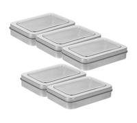 LALAFINA 5pcs Portable Toothpick Storage Box and Floss Holder for Bathroom, Compact Rectangle Design with Matte Finish Iron and Plastic Material, Portable for Daily Commutes and Purse Use