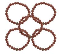 LALAFINA 5pcs Rosary Bead Bracelet with Cross for Devotional Occasions and Daily Wear, Lightweight Brown Plastic and Wood Beaded Bracelet with Natural Wood Style and Rustic Charm, Unisex