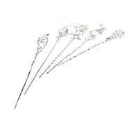 LALAFINA 5pcs Silver Alloy Moon and Star Shaped Hairpins for Women, Comfortable Wear with Shimmering Star Accents, Elegant Chinese Hanfu Style Hair Accessories for Weddings and Bridal