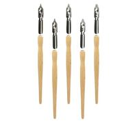 LALAFINA 5pcs Wooden Calligraphy Holder with Nibs Writing Dip Pen Vintage Style Ergonomic Feel Sturdy Design for Artists and Beginners Drawing and Writing