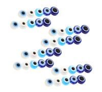 LALAFINA 60PCS Flat Round Turkish Evil Eye Beads Charms for DIY Jewelry Making Lightweight Handmade Spacer Beads for Bracelets Necklaces Earrings Crafting