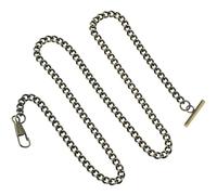 LALAFINA 65cm Metal Pocket Watch Chain with T-bar Buckle for Formal Wear | Coffee Colour, , Belt Clip Style, Suits Vest Loops, Steampunk Fashion and Retro Styling