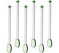 LALAFINA 6pcs Assorted Color Glass Cocktail Stirring Sticks Set with Heart-Shaped Spoon, Long Handle Beverage Mixers for Coffee, Juice, and Bar Use Random Color