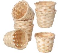LALAFINA 6Pcs Bamboo Storage Basket Woven Mini Containers for Home Organisation Tabletop Use Decorative Flower Pot Holder