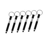 LALAFINA 6pcs Black Alloy Finger Stylus Pens with Keychain Pen Design for Phones and Touch Screens Keychain for Universal Compatibility