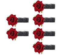 LALAFINA 6pcs Black Lace Rose Armlets Elastic Decorative Women Arm Jewelry Chic Retro Upper Sleeve Bands for Bridesmaids and Party Accessories