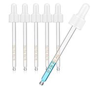 LALAFINA 6pcs Clear Glass Droppers with Calibrated Measurement Precise Liquid Transfer Pipettes for Essential Oils and Eye Drops Easy Squeeze Bulb Control Transparent Pipette