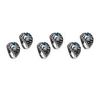 LALAFINA 6pcs Men's Gothic Dragon Claw Evil Devil Skull Eyeball Rings Blue Unique Halloween Biker Jewelry