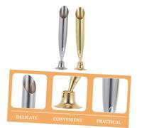 LALAFINA 6pcs Metal Pen Holder with Weighted Stable Base for Desk Fountain Dip Quill Pen Stand Organizer in Assorted Silver and Gold Colors Writing Instrument Display
