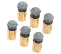 LALAFINA 6pcs Pool Cue Tips Repair Kit Copper Imitation Leather Slip-on Heads 10mm Diameter Stable Contact Replacement for Snooker Cue Competitive Events and Home Entertainment