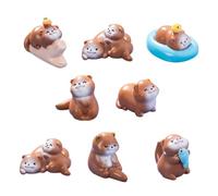 LALAFINA 8pcs Otters Ornaments Tiny Animal Figurines Resin Animals Lightweight Robust Material Adorable Playful Design Brown Simple Elegant Garden Home Decoration