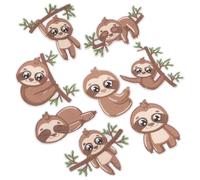 LALAFINA 8pcs Sloth Cloth Patches Embroidery Applique Cute Cartoon Style Assorted Colour Multi-use Iron on Repair for Wallet Backpack Mend Reinforce