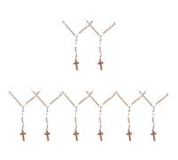 LALAFINA 8pcs Vintage Pumpkin Prayer Beads Rosary Cross Necklaces Handmade Beaded Christian Jewelry for Women and Men Suitable for Daily Devotion and Gifts
