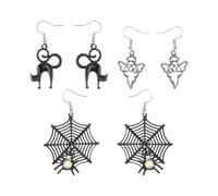 LALAFINA 9 Pairs Halloween Ear Hooks Decorative Earrings Wacky Spiderweb Cat Ear Accessories for Women Halloween Costume Jewelry