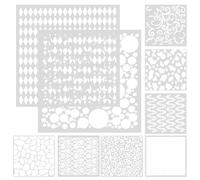 LALAFINA 9pcs Geometric Pattern Stencil Set 13X13Cm Reusable Hollow Graffiti Templates for DIY Drawing Painting Art Craft Supplies