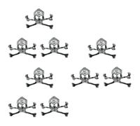 LALAFINA 9pcs Halloween Skull Brooch Pins Alloy Black Painted Punk Skull Collar Pins for Clothing Accessories Pirate Skeleton Head Badge for Women and Men Party Decorations