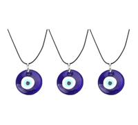 LALAFINA 9pcs Vintage Evil Eye Necklace for Men Blue round Pendant Simple Wax Rope Minimalist Protective Jewelry Fashionable Male Accessory for Everyday Wear