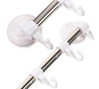 LALAFINA Adjustable Suction Cup Towel Rack Sturdy Stainless Steel Kitchen Utensil Hanger with Hooks for No-Drill Installation