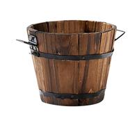 LALAFINA Barrel Brown Wood Handle with Planter Small Pot Carbonized