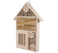 LALAFINA Bee House Bee Hotels Wooden Insect House and Insects Beige Garden Terrace Smooth Tubes Overlapping Roof Nesting Shelter