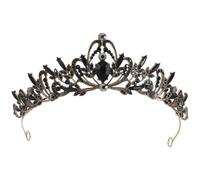 LALAFINA Black Baroque Crown Tiara for Women with Rhinestones, Handmade Sturdy Alloy Headpiece, Multifunctional Vintage Wedding and Prom Accessory