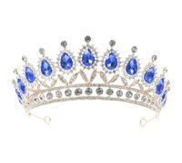 LALAFINA Blue Crystal Crown Hair Accessory for Brides and Bridesmaids, Delicate Rhinestone Embellished Hair Vine with Copper Claw and Loose Diamond Zircon Alloy, for Wedding and Special