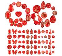 LALAFINA Bohemia Red Translucent Beads for Jewelry Making Mixed Shapes Including Butterfly Flower Heart Teardrop Plastic Craft Beads for DIY Bracelets Necklaces Earrings