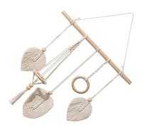 LALAFINA Bohemian Hair Bow Organizer Macrame Headband Holder Woven Cotton and Wood Hanging Storage Rack for Displaying Clips and Headbands, for Children's Room or Housewarming Gift