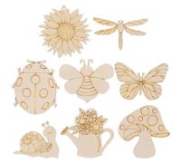 LALAFINA Bulk Unfinished Wood Cutouts with Insect Patterns and String Natural Wooden Slices for DIY Painting and Hanging Crafts