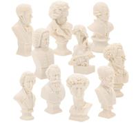 LALAFINA Bust Statue and Sculptures, 10pcs Roman Gypsum Mini Mythology Figurine Small God Statue Bust for Decor Drawing