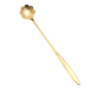 LALAFINA Cake Spoons High-Polish Finished with Handles Stainless Steel 3 Pcs and Petal Shaped Reusable Golden Spoons Coffee Stirring and Dessert Serving for Kitchen, Cafe