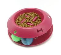 LALAFINA Cat Slow Feeder Bowl with Rolling Ball and Overturn Prevention Features Pet Feeding Bowl for Kittens and Cats during Travel to Promote Healthy Slow Eating Random Random Color