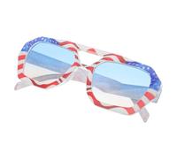 LALAFINA Chic Patriotic Sunglasses for Independence Day with Sturdy PC Material and Dual Bar Design Featuring Irregular Shape and Square Patterned Frame for 4th of July Theme Party