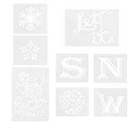 LALAFINA Christmas Stencil 8Pcs Snowflake Letter DIY Templates Waterproof Plastic for Holiday Crafts and Boys and Painting Activities