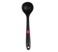 LALAFINA Cooking Spoon with Sturdy Handle Kitchen Utensil Silicone Black Soup Scoop Non-Stick Heat Resistant for Home and Restaurant Use