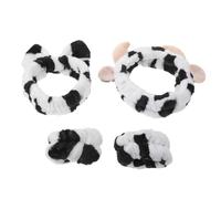 LALAFINA Cow Ears Spa Headband Set for Women and Families, Soft Polyester Material with Reliable Hold and Elastic Fit, for Skincare and Makeup Use, Cute Cartoon Animal Face Wash Hair
