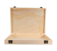 LALAFINA Craft Treasure Chest Wooden Organizer Chest for Women Rustic Solid Wood Rectangle Box with Hinged Lid Unfinished Surface Decorative Storage for Living Room and Bedroom