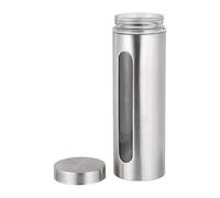 LALAFINA Creative Stainless Steel Glass Spice Jar Multifunctional Airtight Food Storage Container for Kitchen Pantry with Sealing Lid Suitable for Salt Pepper Tea and Dry Goods