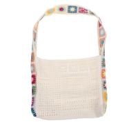 LALAFINA Crochet Handbag Beach Tote Bag for Women, Polyester Beige, Lightweight Spacious Bohemian Retro Boho Summer Shoulder Bag for Shopping and Party