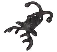 LALAFINA Decorative Cast Iron Deer Head Wall Hook Dual Retro Coat Rack Compact Space-Saving Organizer for Living Room Wall Hanging Keys Towels Robes Complete Fixings
