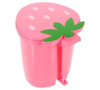 LALAFINA Decorative Rubbish Bin Small Cartoon Shaped Pink Plastic Wastebasket with Lid Foot Pedal for Bedroom Kitchen Office 16X16X14.5Cm